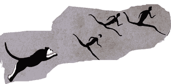 Photo Bushman Chased by Lion  Rock Paining  American Museum of Natural History 1940